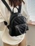 Mini Quilted Detail Chain Decor Functional Backpack