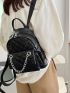 Mini Quilted Detail Chain Decor Functional Backpack