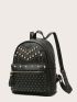 Studded Decor Litchi Embossed Classic Backpack