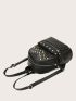 Studded Decor Litchi Embossed Classic Backpack