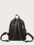 Studded Decor Litchi Embossed Classic Backpack