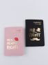2pcs Lip & Slogan Graphic Passport Case