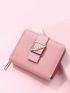 Metal Feather Decor Small Wallet