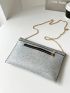 Metal Decor Chain Flap Square Bag