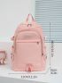 Letter Patch Decor Functional Backpack