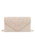 Rhinestone Decor Ruched Detail Square Bag