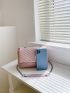 Chevron Detail Flap Chain Square Bag