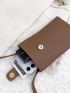 Litchi Embossed Snap Button Flap Phone Wallet