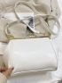 Quilted Chain & Faux Pearl Decor Kiss Lock Ruched Bag