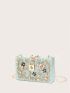 Mini Rhinestone & Faux Pearl Detail Box Bag