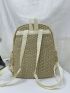 Letter Patch Decor Straw Bag