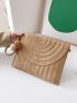 Pom Pom Decor Flap Straw Bag