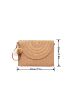 Vacation Straw Bag With Bag Charm Snap Button Flap For Summer