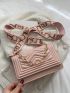 Mini Chevron Quilted Chain Decor Flap Square Bag