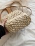 Hollow Out Drawstring Design Straw Bag