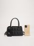 Crocodile Embossed Square Bag With Coin Purse