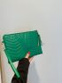 Chevron Detail Tassel Decor Square Bag With Wristlet