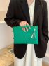 Chevron Detail Tassel Decor Square Bag With Wristlet