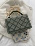 Studded Decor Snap Button Square Bag