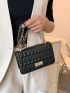 Mini Quilted Twist Lock Chain Flap Square Bag