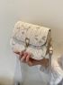 Mini Floral Embroidery Flap Straw Bag