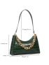 Crocodile Embossed Chain Baguette Bag