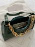 Crocodile Embossed Chain Baguette Bag