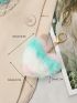 Color Block Fuzzy Heart Decor Bag Charm