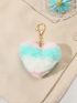 Color Block Fuzzy Heart Decor Bag Charm