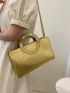 Metallic Crocodile Embossed Double Handle Square Bag