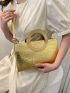 Metallic Crocodile Embossed Double Handle Square Bag