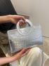 Metallic Crocodile Embossed Double Handle Square Bag