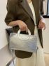 Metallic Crocodile Embossed Double Handle Square Bag