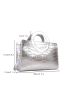 Metallic Crocodile Embossed Double Handle Square Bag