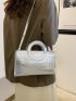 Metallic Crocodile Embossed Double Handle Square Bag