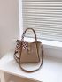 Twilly Scarf Decor Turn Lock Bucket Bag With Inner Pouch