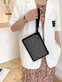 Rhinestone Decor Square Bag
