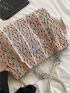 Color Block Letter Patch Decor Crochet Bag