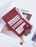 Crocodile Embossed Flower & Faux Pearl Decor Card Holder