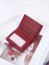 Crocodile Embossed Flower & Faux Pearl Decor Card Holder