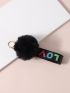 Letter Tape Detail Pom Pom Bag Charm