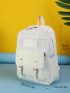 4pcs Plaid Pattern Buckle Decor Backpack Set