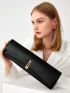 Metal Decor Flap Clutch Bag
