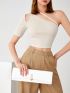 Metal Decor Flap Clutch Bag