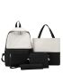 4pcs Color Block Functional Backpack Set
