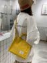 Corduroy Letter Patch Square Bag