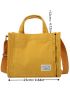 Corduroy Letter Patch Square Bag