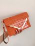 Metal Detail Crocodile Embossed Square Bag