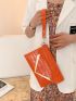 Metal Detail Crocodile Embossed Square Bag