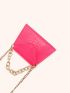 Mini Snakeskin Embossed Chain Flap Square Bag